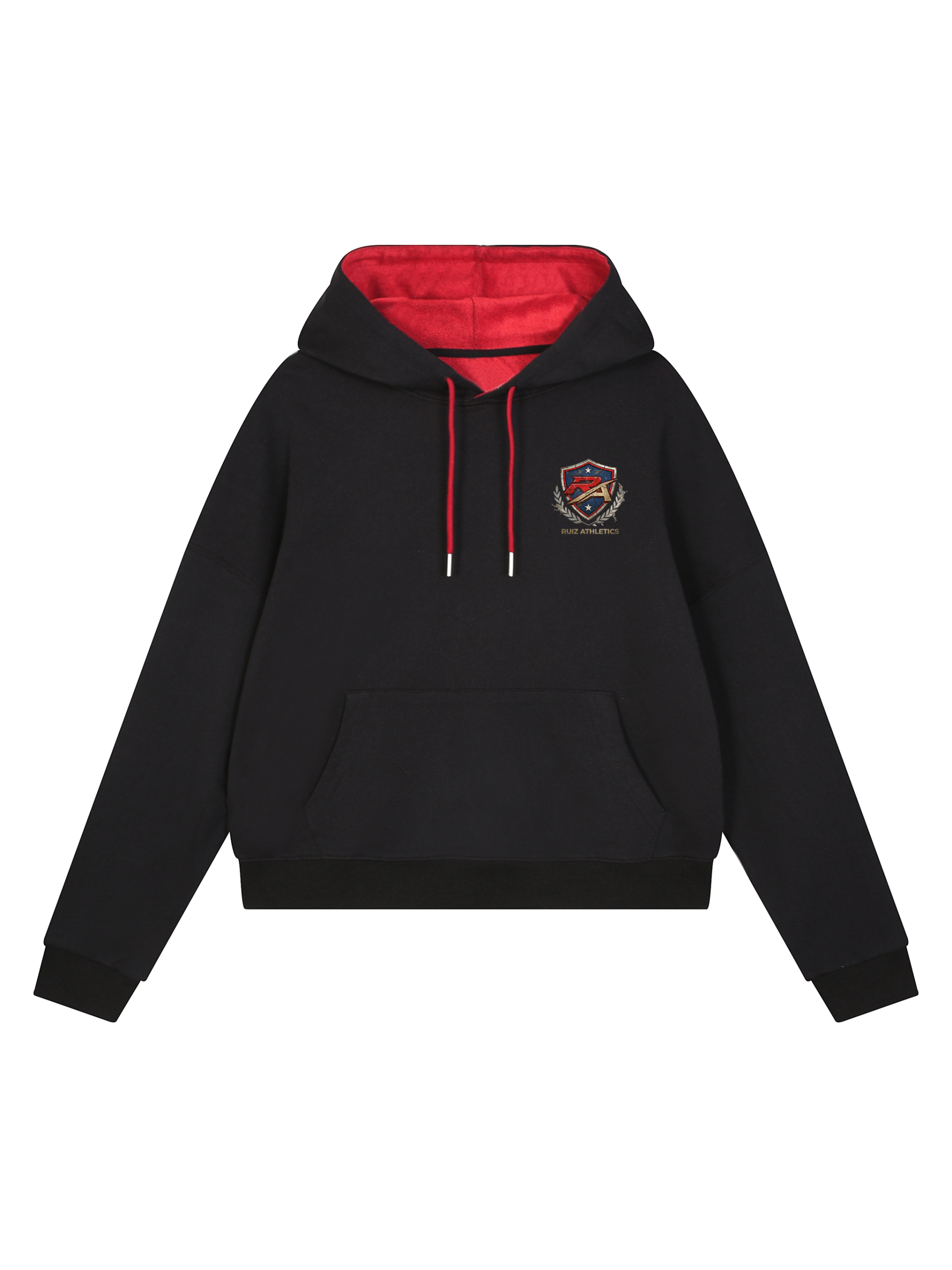 Black-Front-1-scaled-1.png Contrast Drawstring Hoodie - Image 1