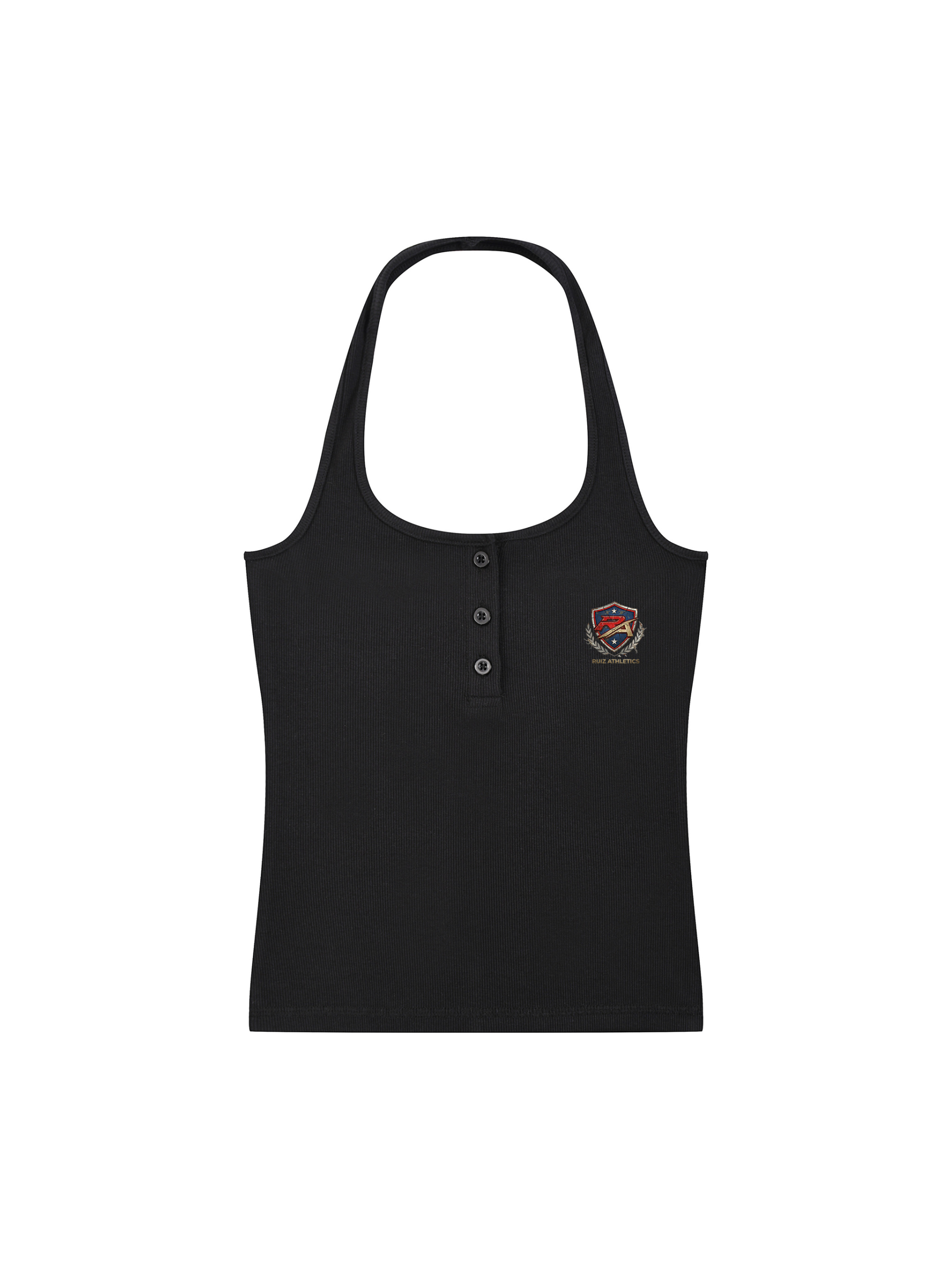 Black-Front-19-scaled-1.png Women's Ribbed Henley Tank Top - Image 1