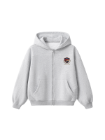Contrast-Stitched Boxy Fleece Zip Hoodie
